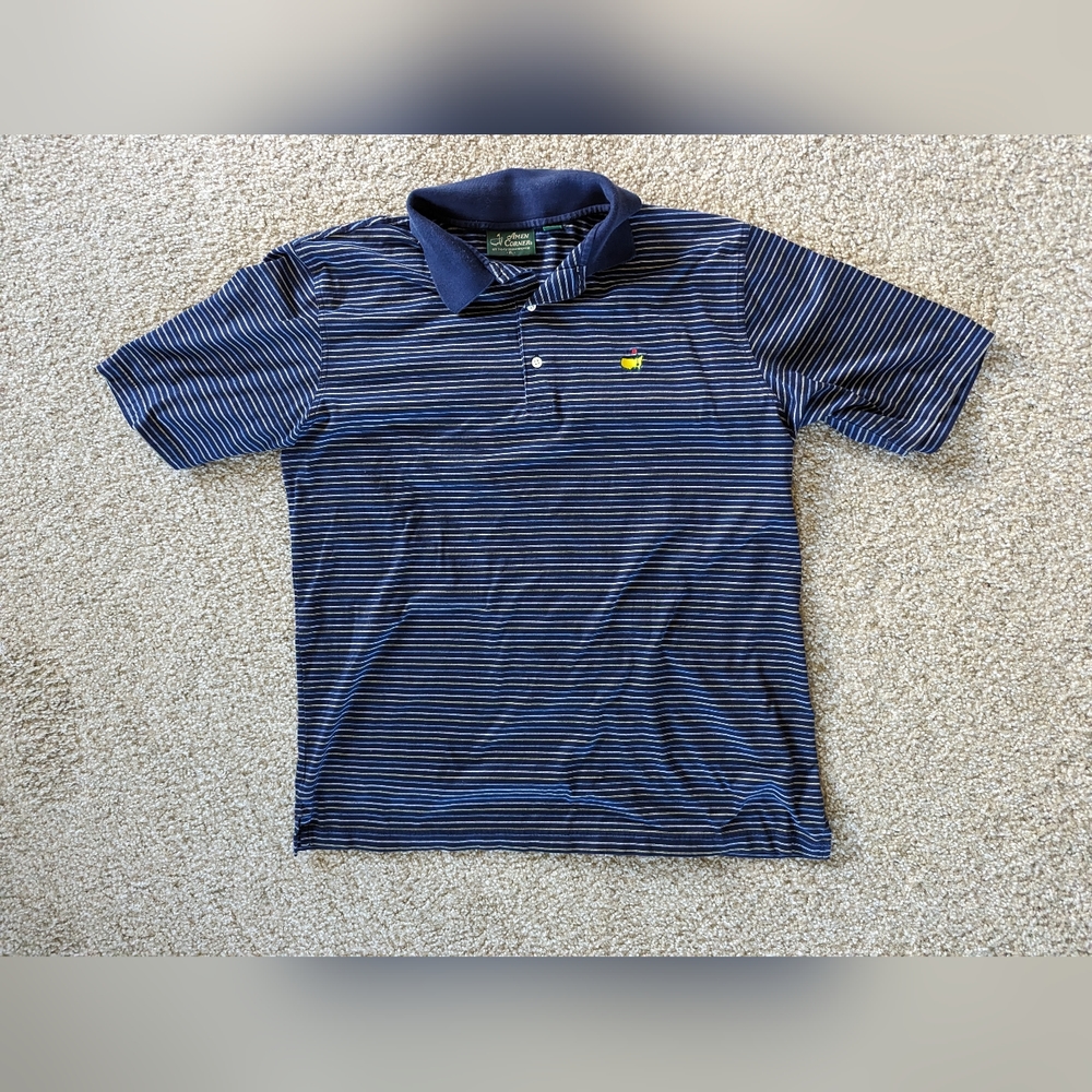 Amen Corner Men's XL Shirt Mercerized Cotton Blue Stripe Golf Polo Pima Masters